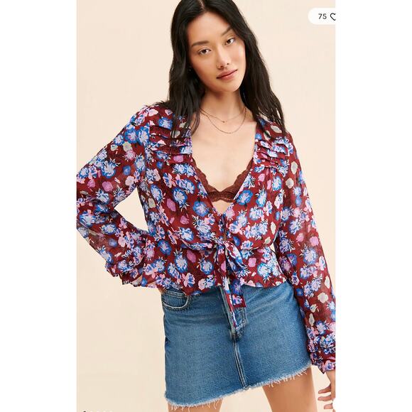 Free People women’s NWT’s Maybel floral blouse. Size XS - Picture 3 of 7